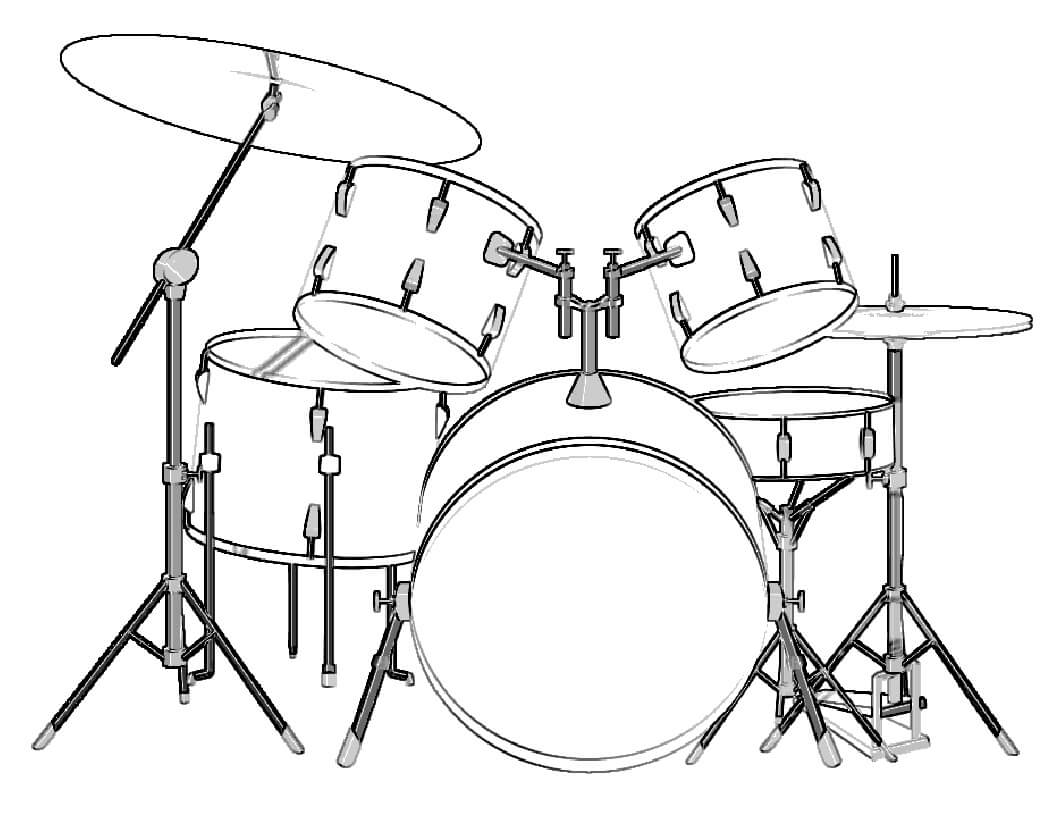 dibujo conjunto de bateria para colorear