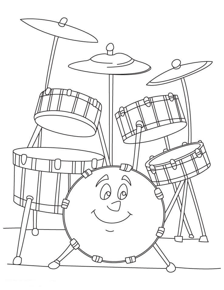 dibujo conjunto de tambores sonrientes para colorear