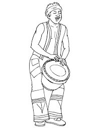 dibujo musico africano tocando el tambor para colorear