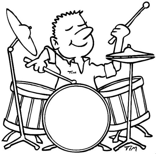 dibujo nino pequeno tocando el tambor para colorear