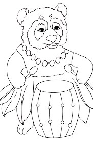 dibujo panda tocando el tambor para colorear