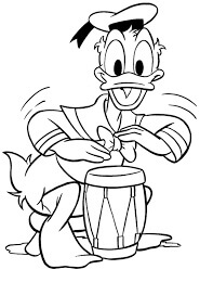 dibujo pato donald tocando el tambor para colorear