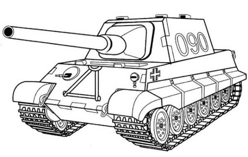 dibujo numero de tanque 090 para imprimir y colorear