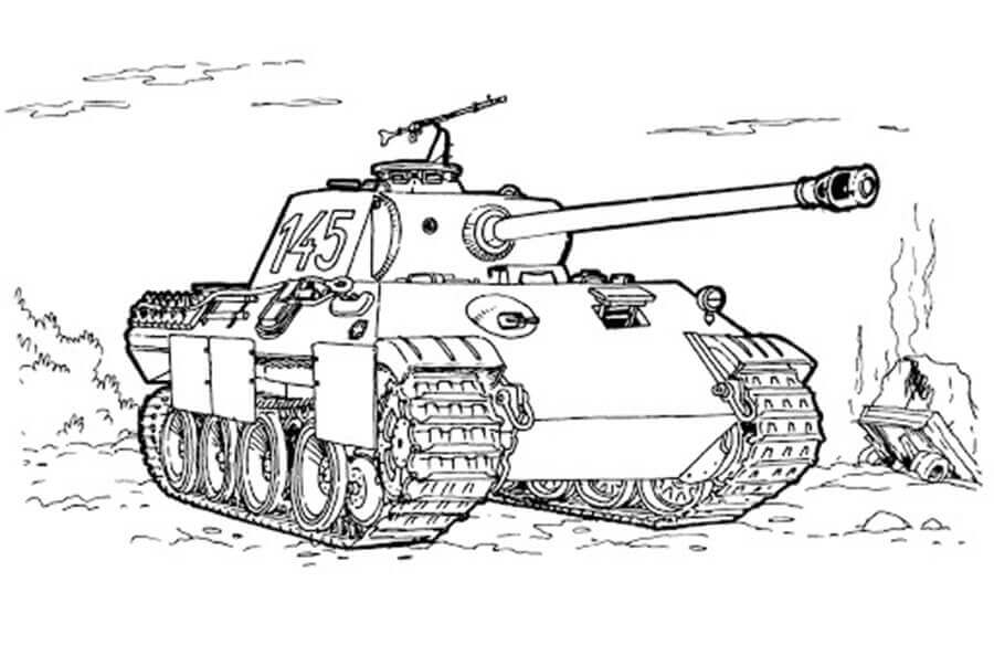 dibujo numero de tanque 145 para imprimir y colorear