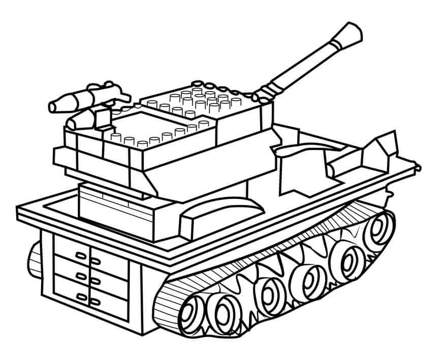 dibujo tanque de lego para imprimir y colorear
