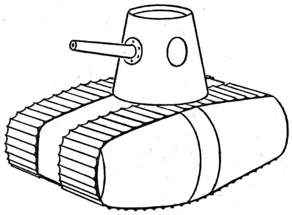 dibujo tanque estilo ww1 para imprimir y colorear
