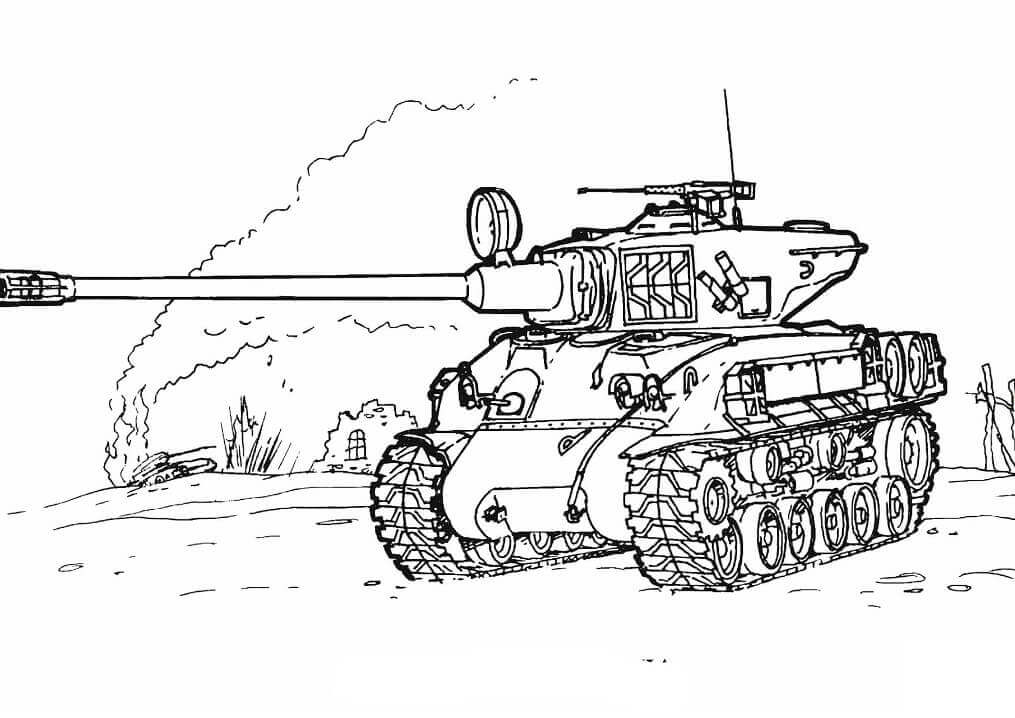 dibujo tanque sherman m 51 para imprimir y colorear
