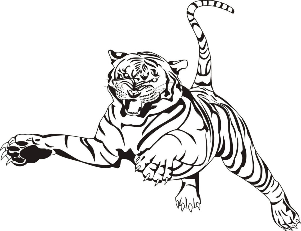 Dibujo Ataque De Tigre Para Colorear