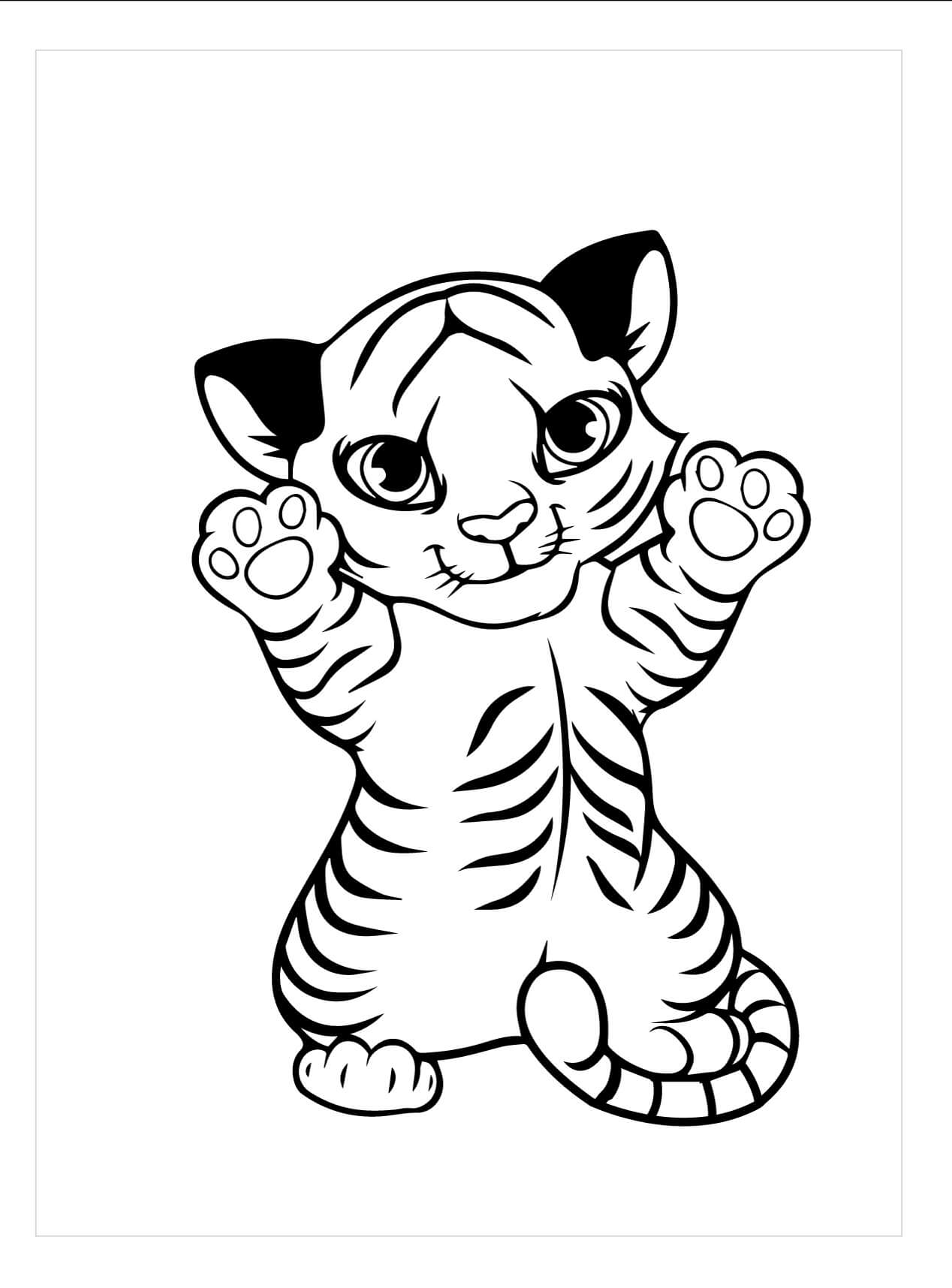 dibujo bebe tigre feliz para colorear