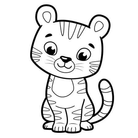 dibujo bebe tigre sentado para colorear