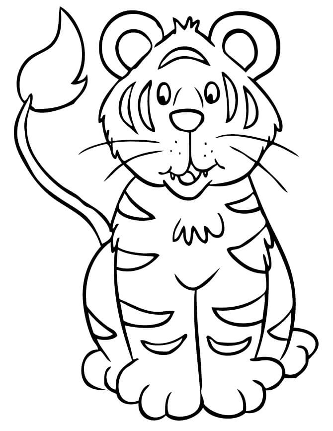 dibujo lindo tigre sentado para colorear