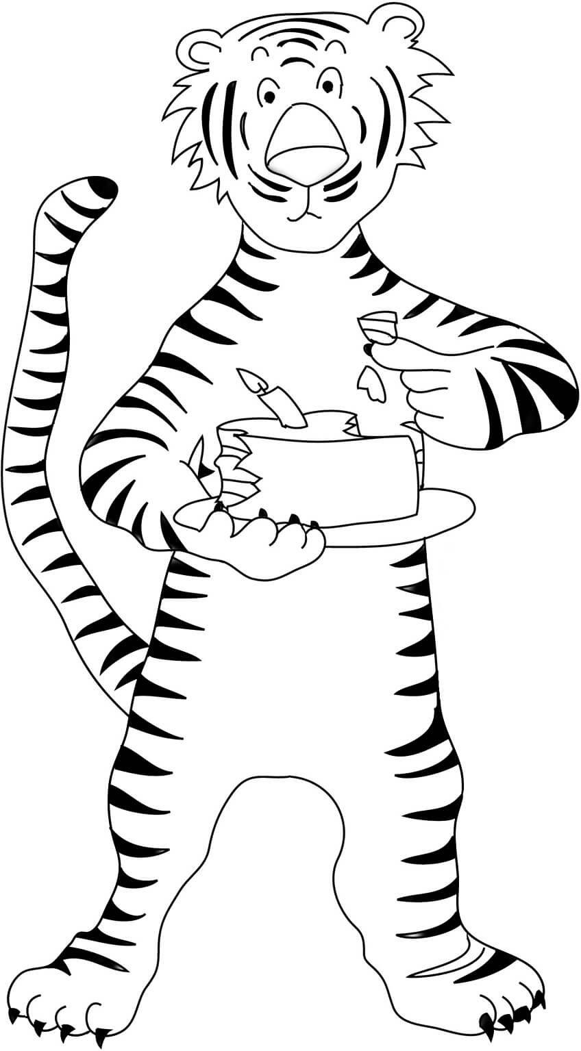 dibujo tigre cocinando para colorear