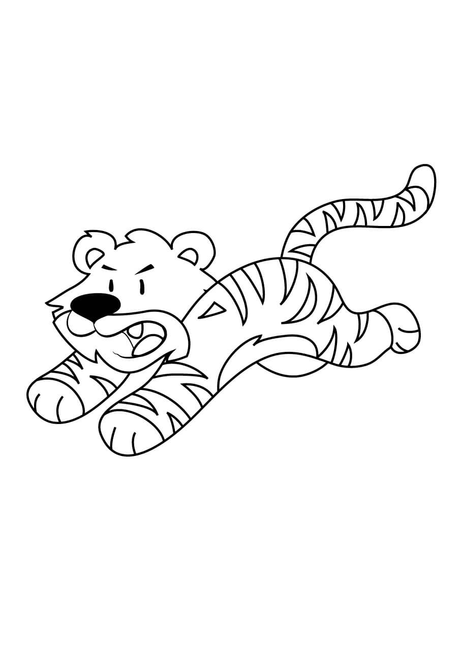 dibujo tigre de dibujos animados corriendo para colorear