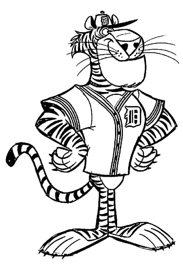 dibujo tigre de dibujos animados divertido para colorear