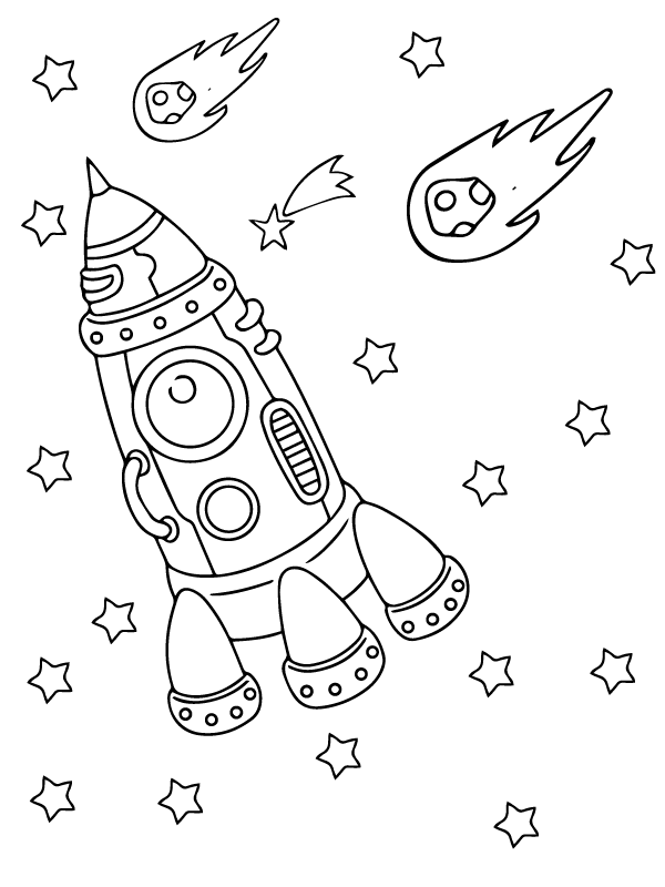dibujo space shuttle in outer space imprimir y colorear