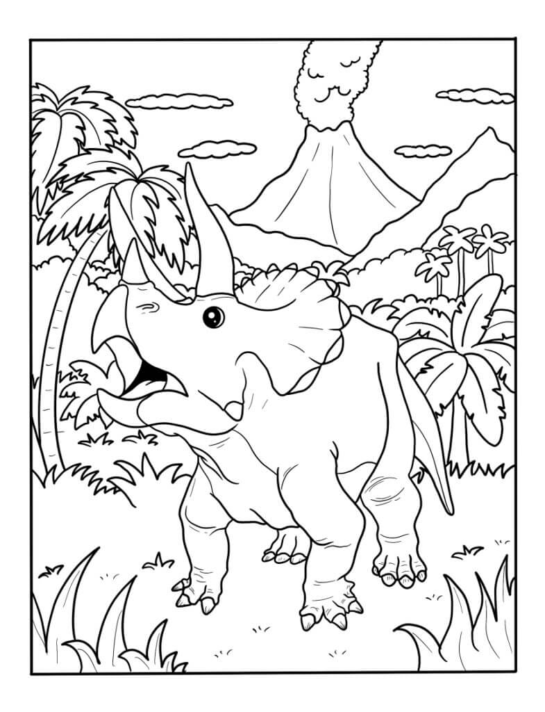 dibujo impresionante triceratops para colorear