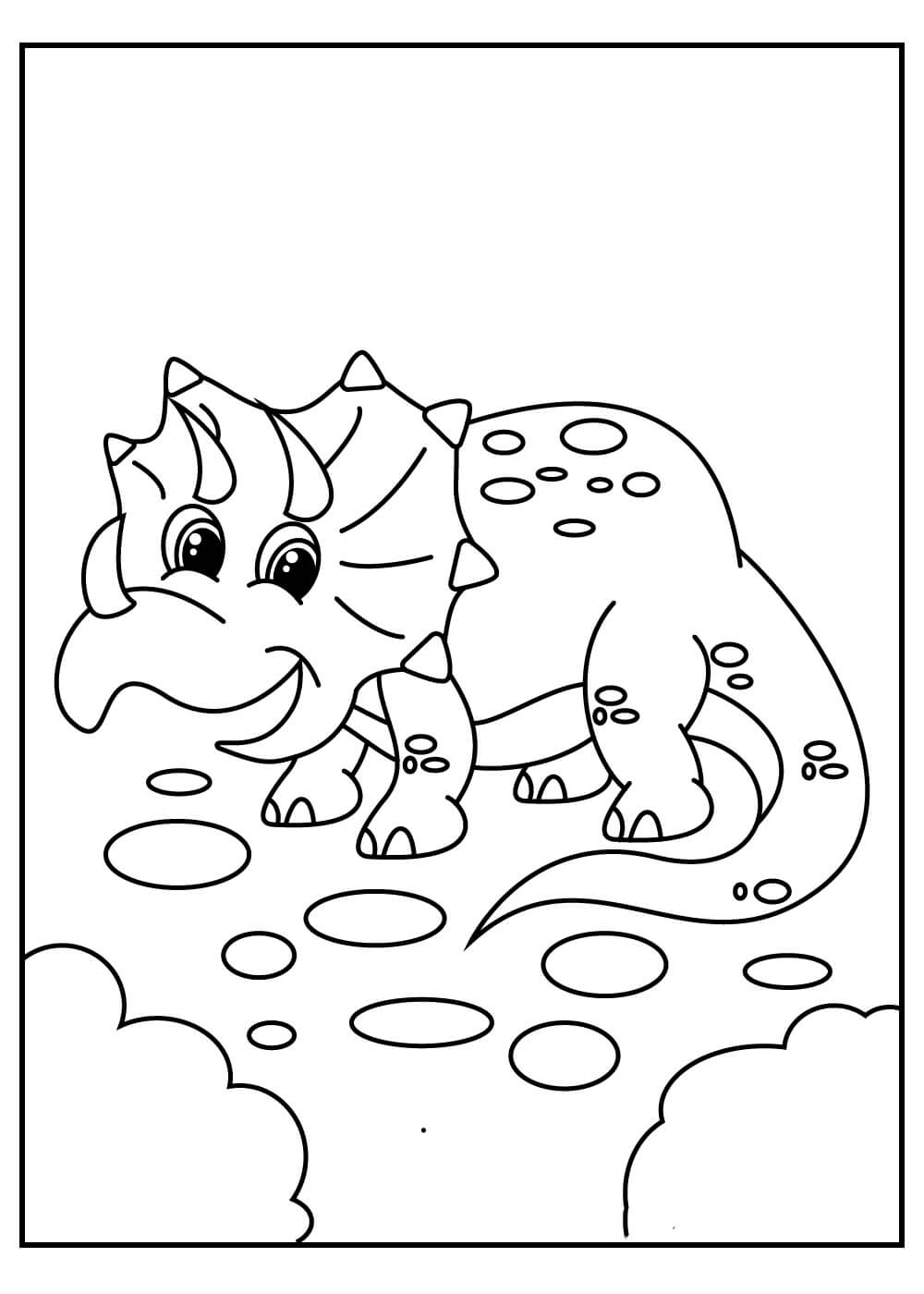 dibujo triceratop adorable para colorear