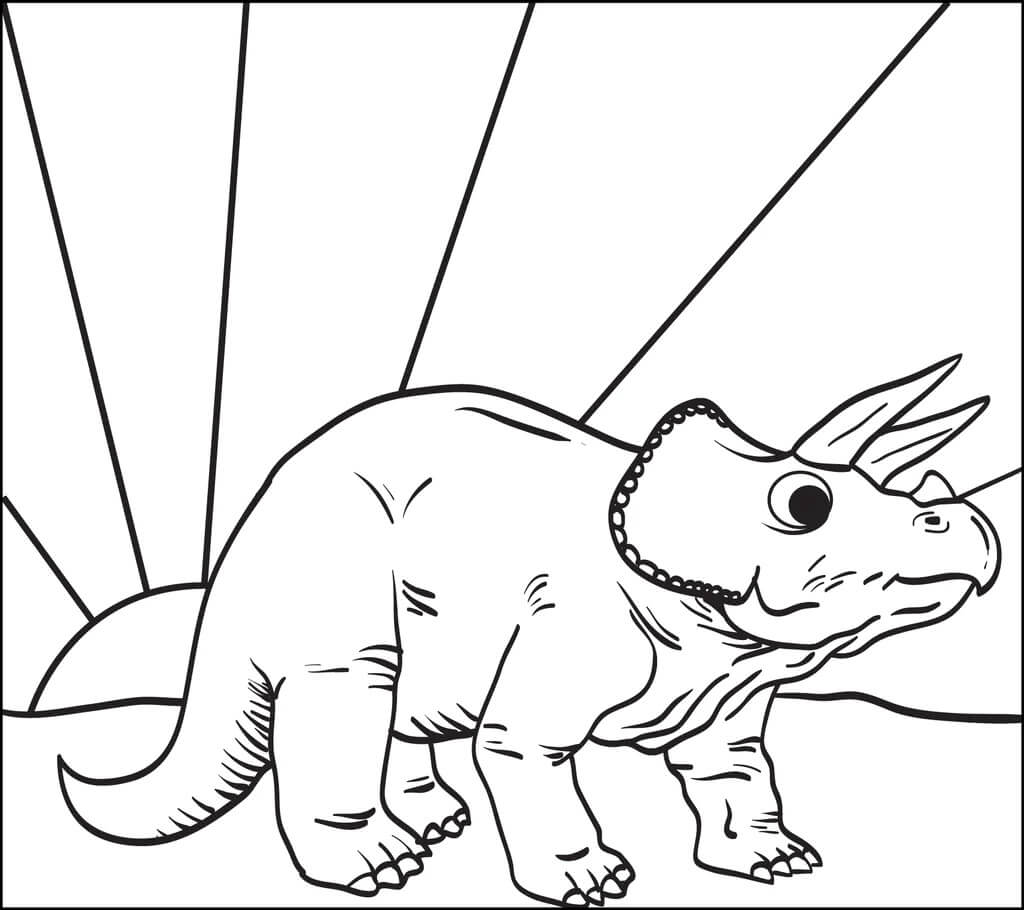 dibujo triceratop con sol para colorear