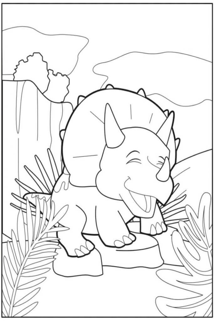 dibujo triceratop feliz para colorear