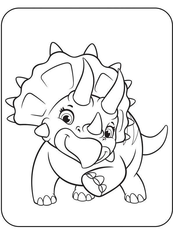 dibujo triceratop lindo de pie para colorear