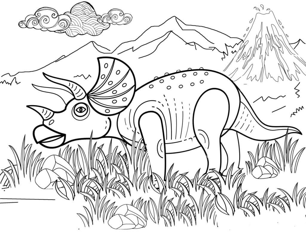 dibujo triceratops herbivoros para colorear