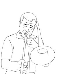 dibujo hombre tocando trompeta para colorear