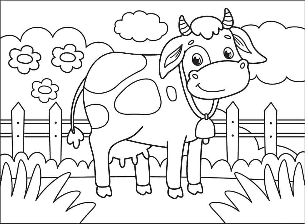 Dibujo de Vaca ¡Feliz para Colorear y Imprimir